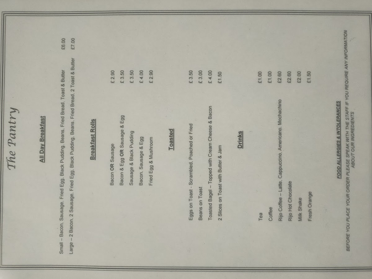The Pantry menu board