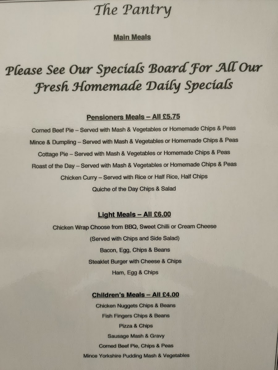 The Pantry menu board