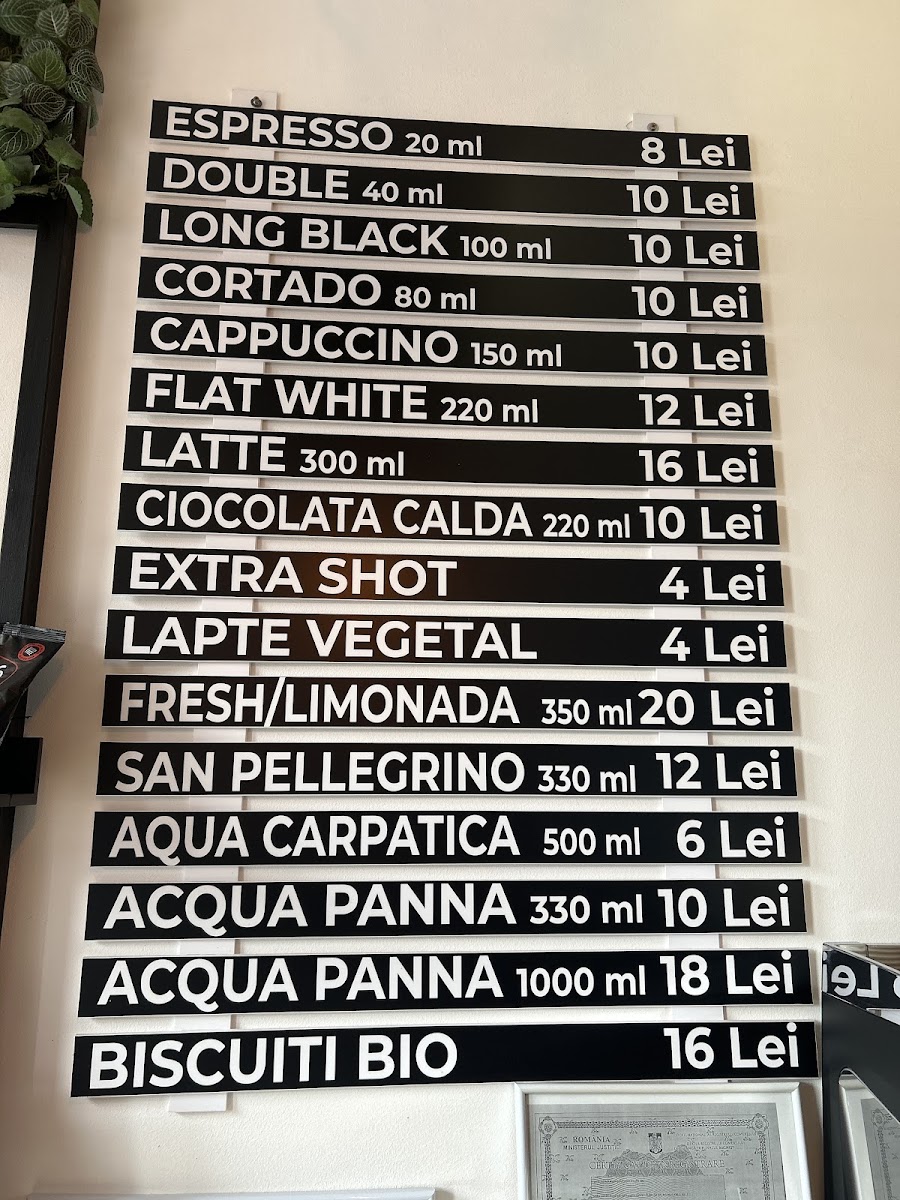 Gong Cafe - Specialty Coffee menu board