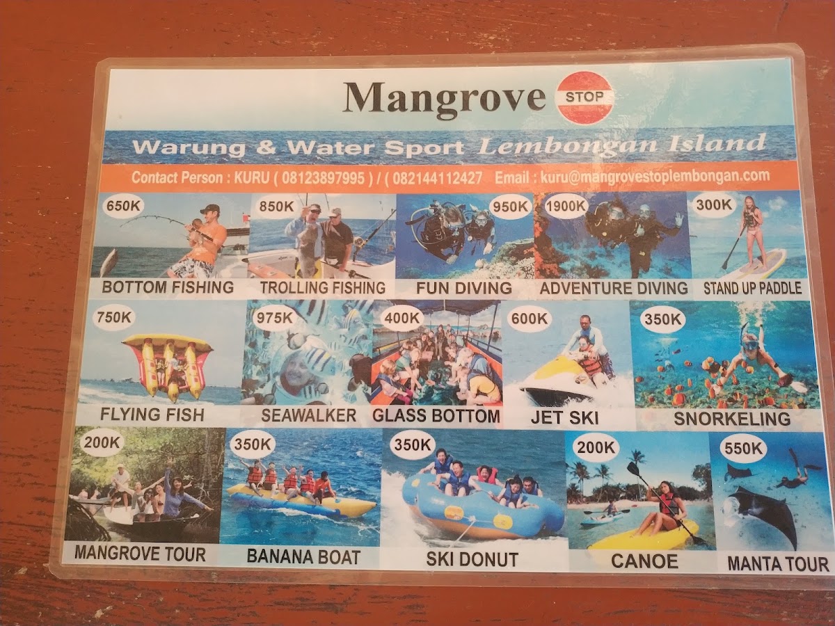 Mangrove Stop menu board
