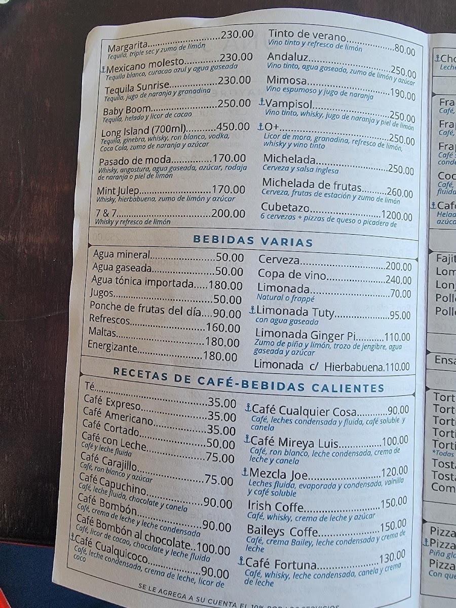 Cafe Fortuna Joe menu board