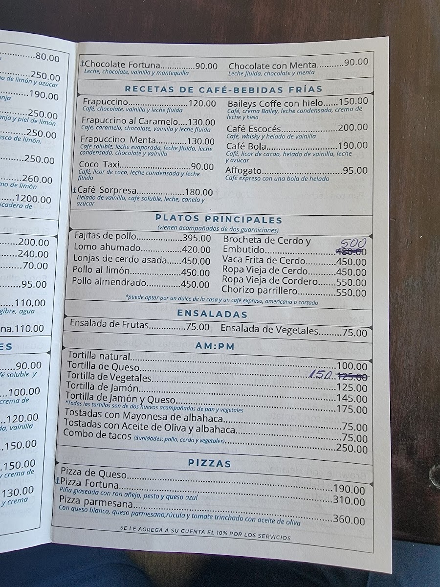 Cafe Fortuna Joe menu board