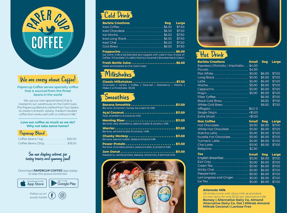 Papercup Coffee Labrador menu board