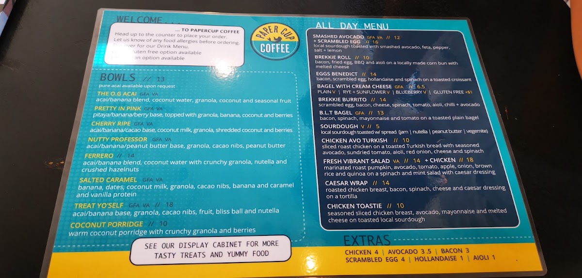 Papercup Coffee Labrador menu board