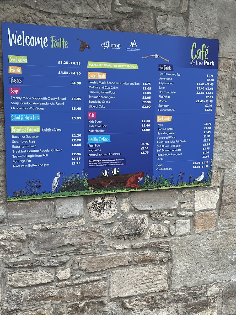 Tournament cafe menu board