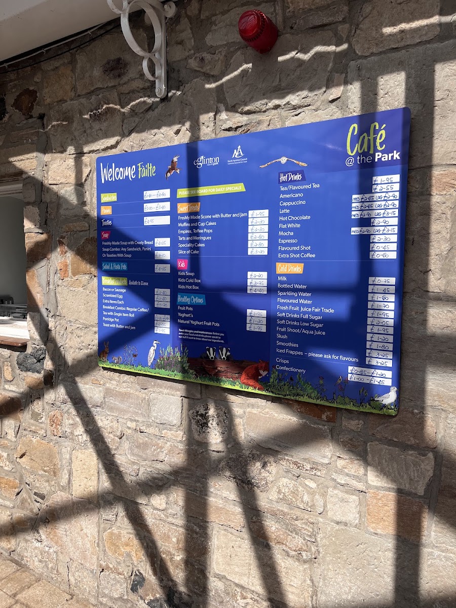 Tournament cafe menu board