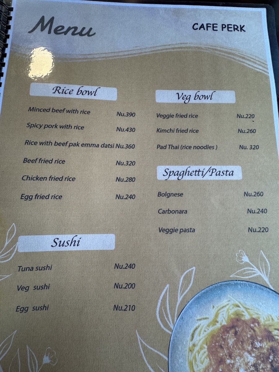Cafe Perk menu board