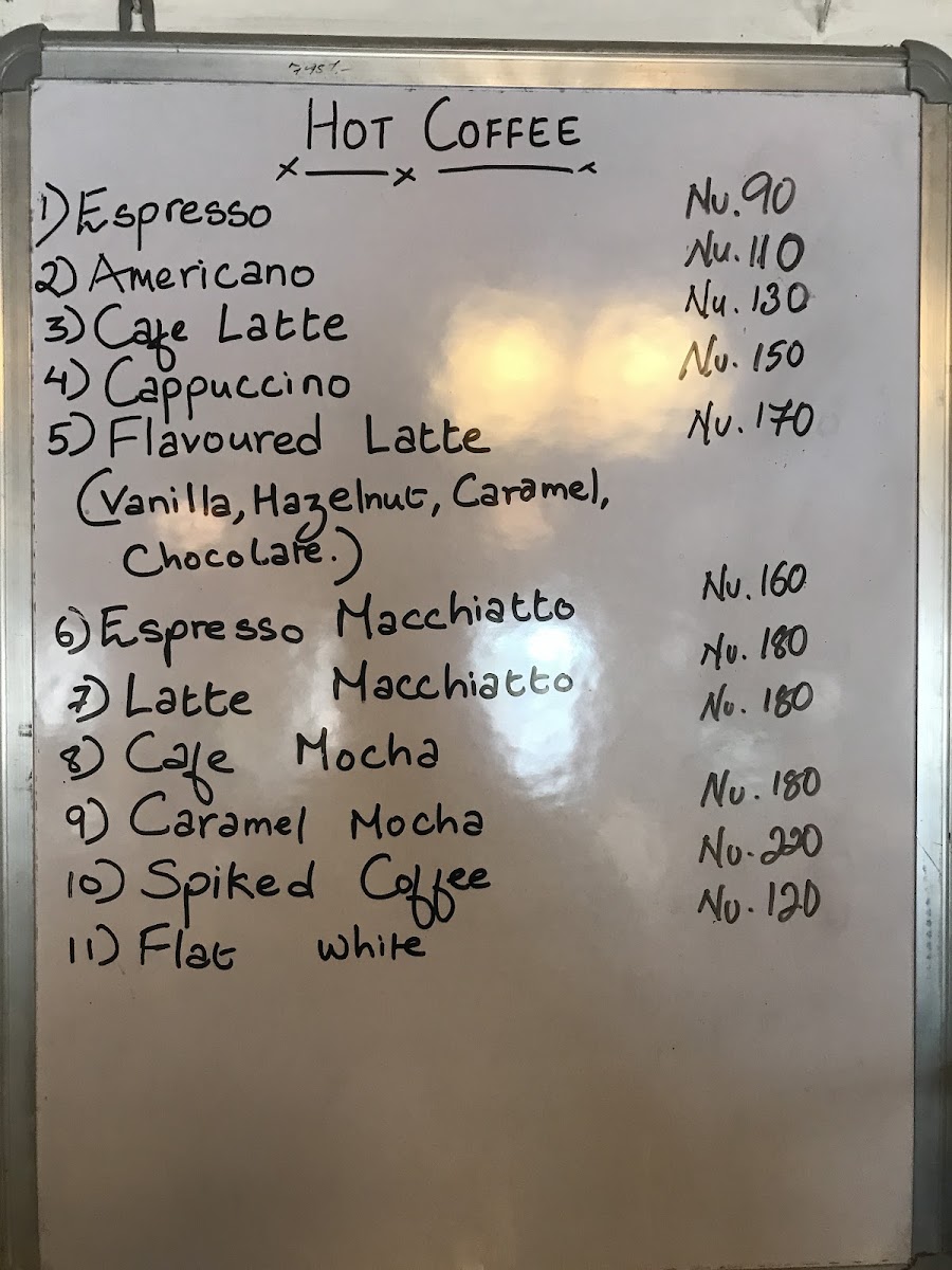 Cafe Perk menu board