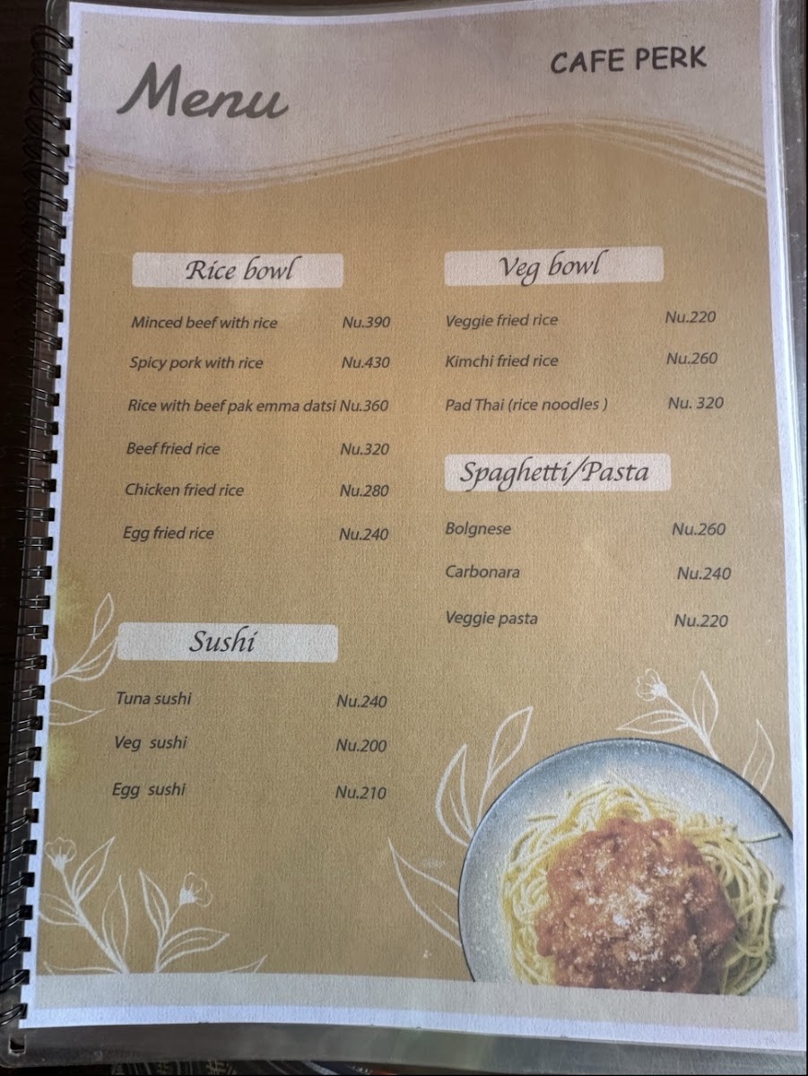 Cafe Perk menu board