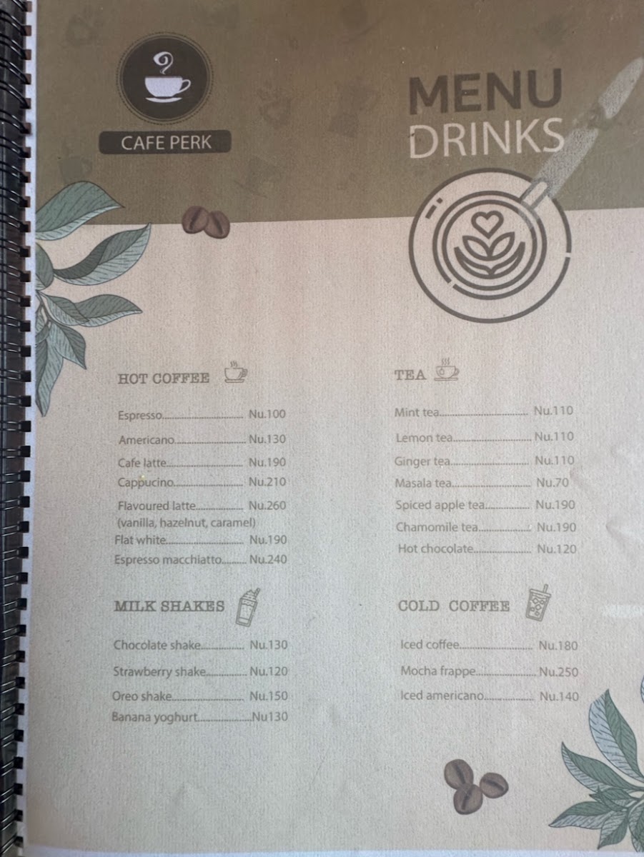 Cafe Perk menu board