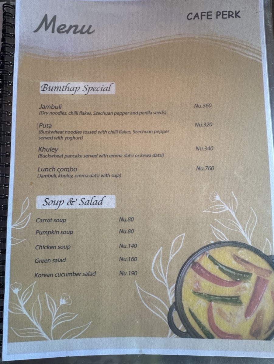 Cafe Perk menu board