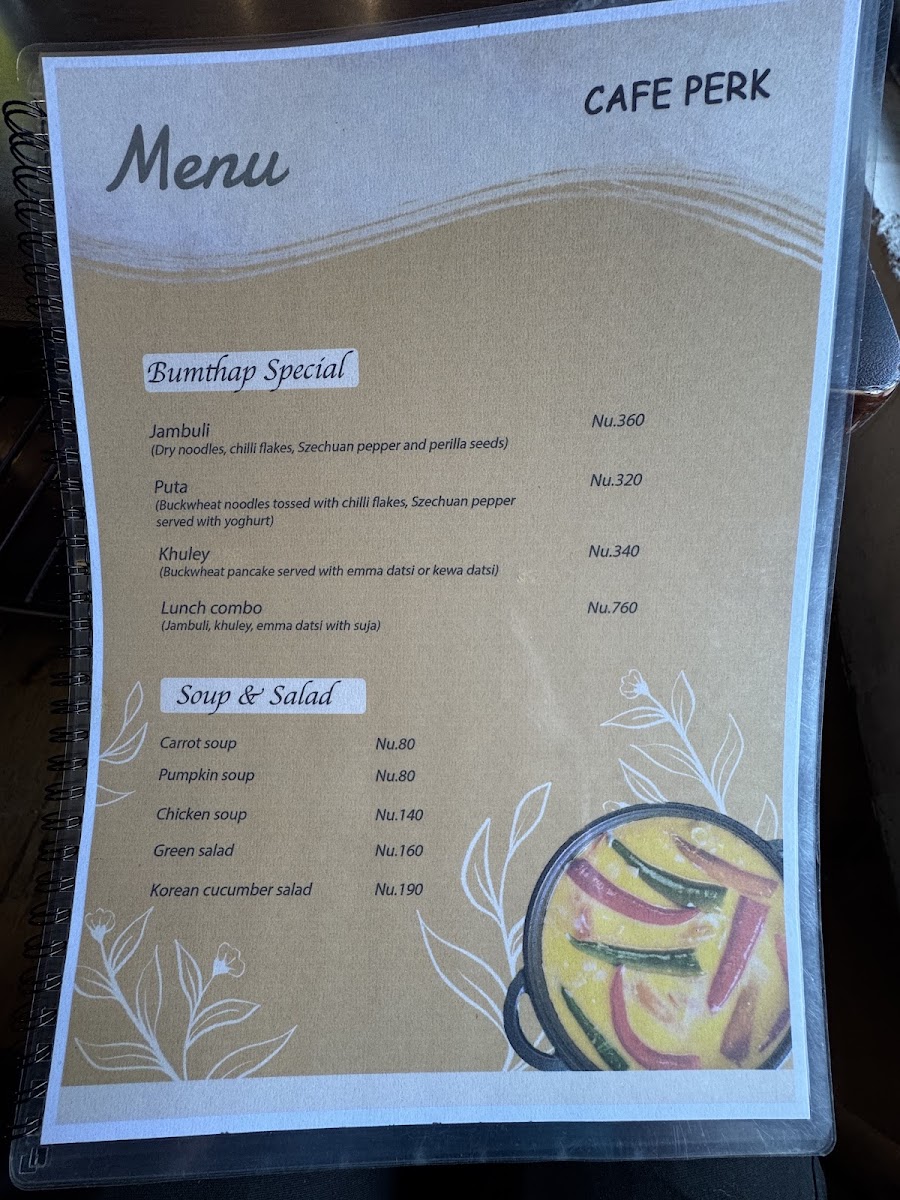 Cafe Perk menu board