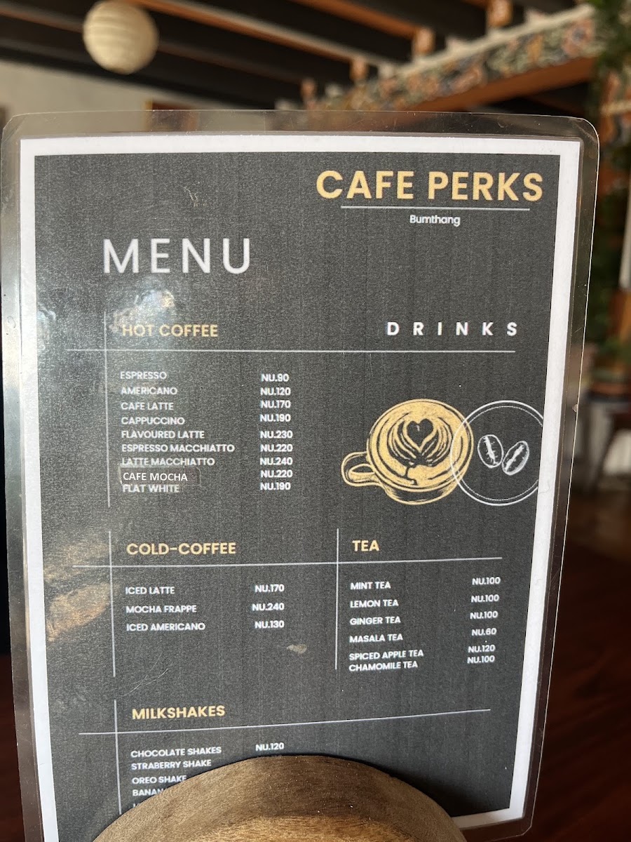 Cafe Perk menu board