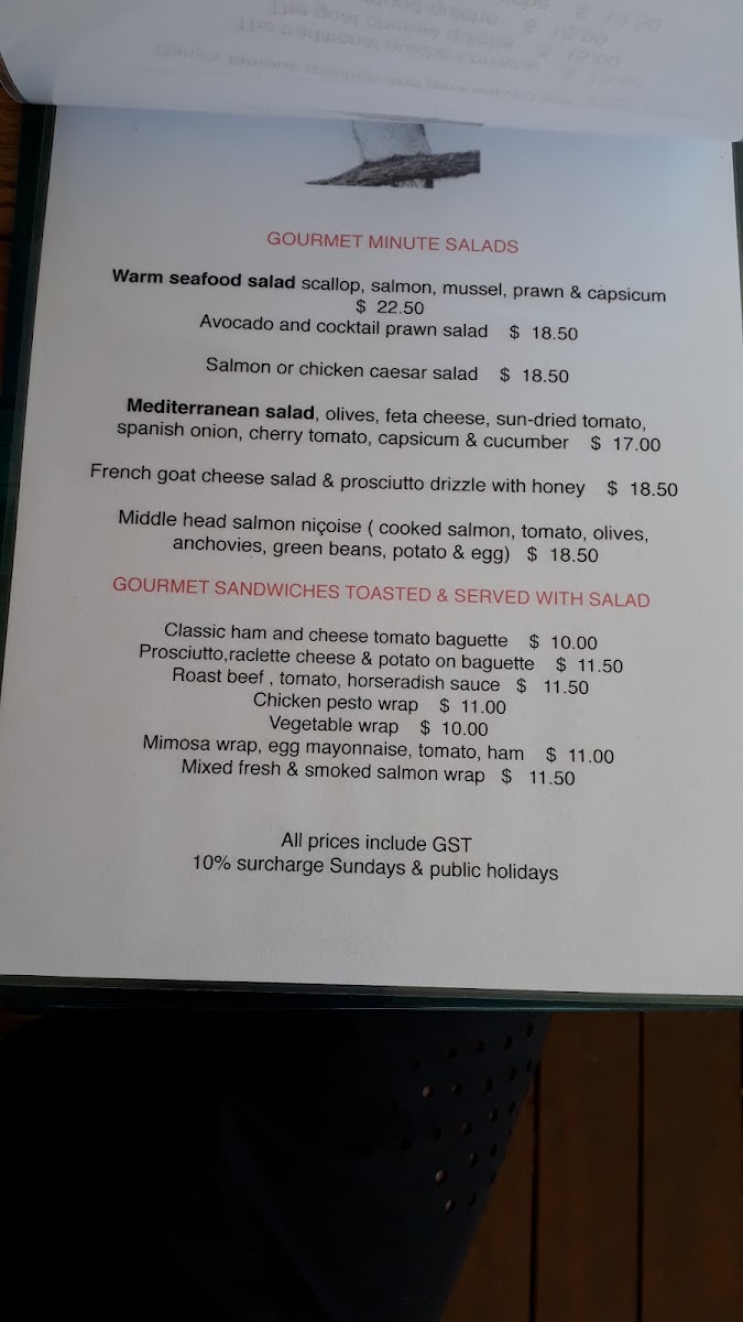Middle Head Cafe menu board