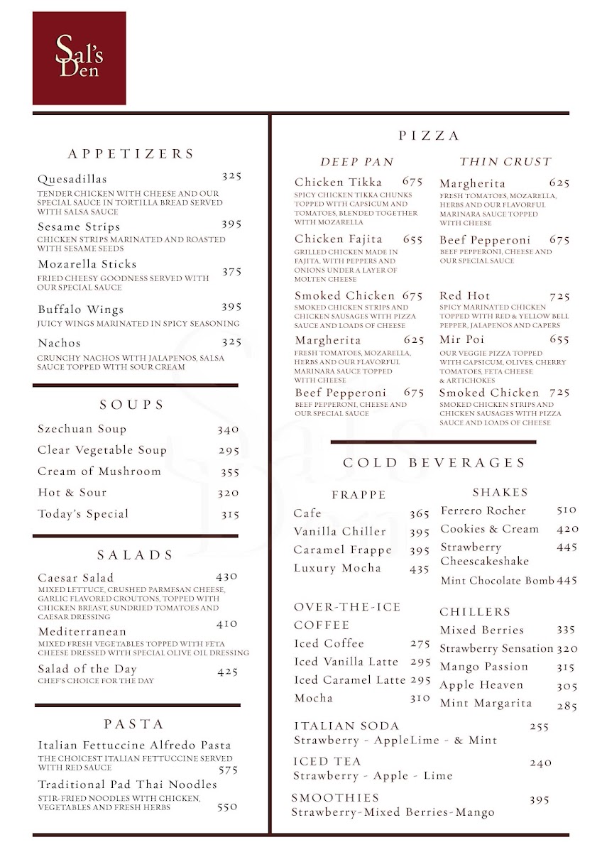 Dessert Desire menu board