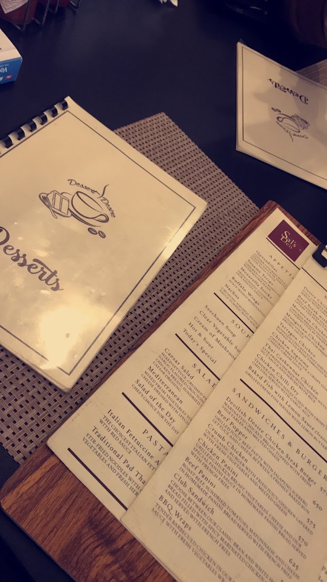 Dessert Desire menu board