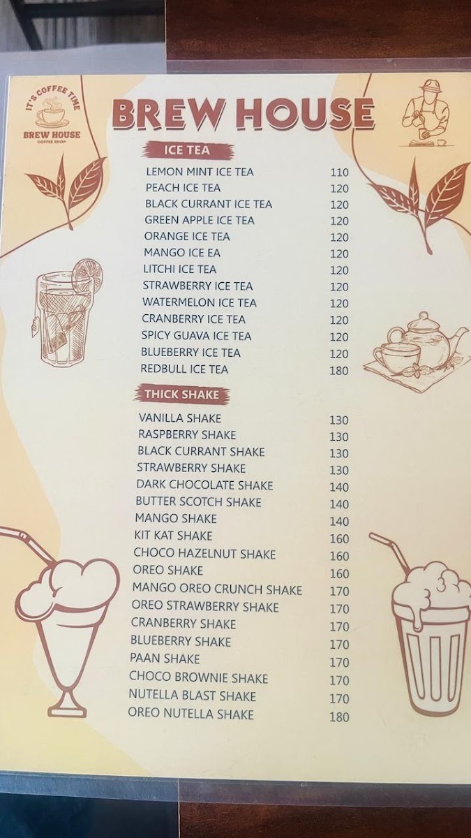 Brew House Jaipur menu board