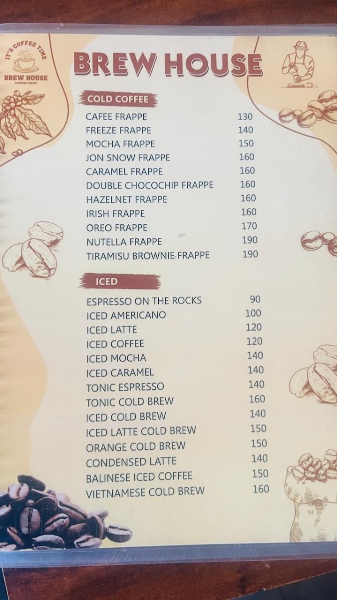 Brew House Jaipur menu board