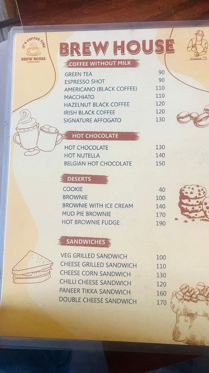 Brew House Jaipur menu board