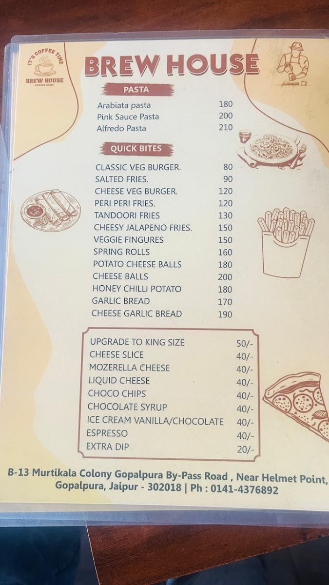 Brew House Jaipur menu board