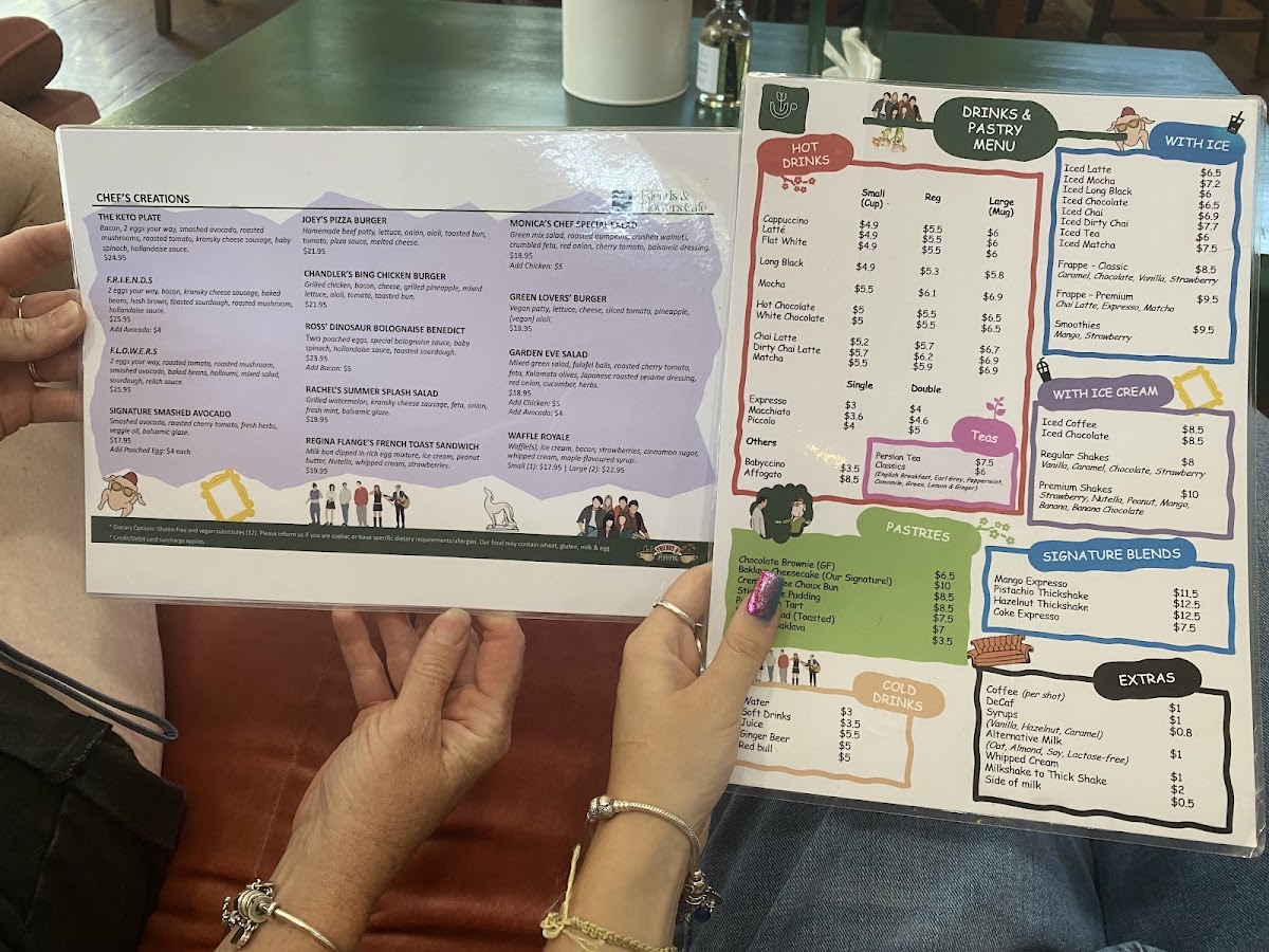Friends & Flowers Cafe menu board