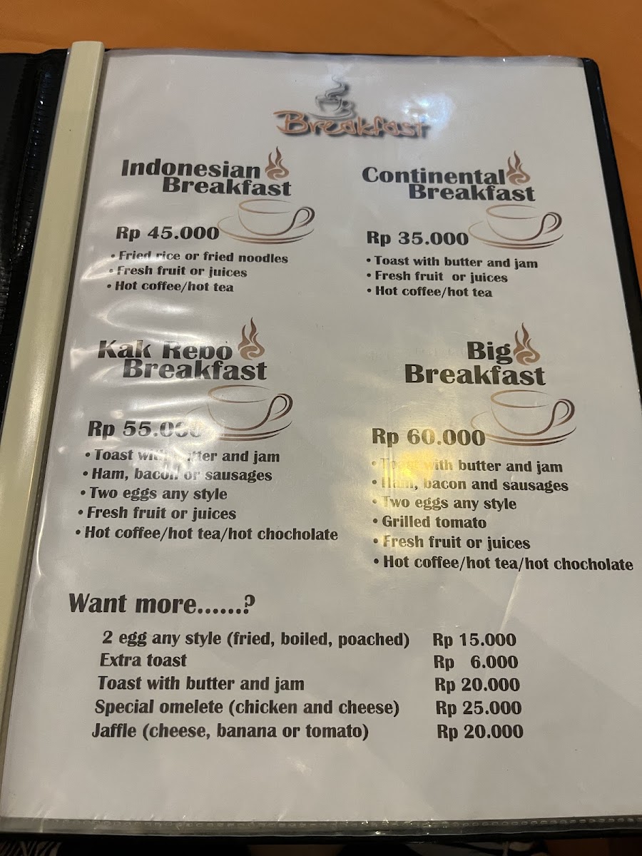 Warung Kak Rebo menu board