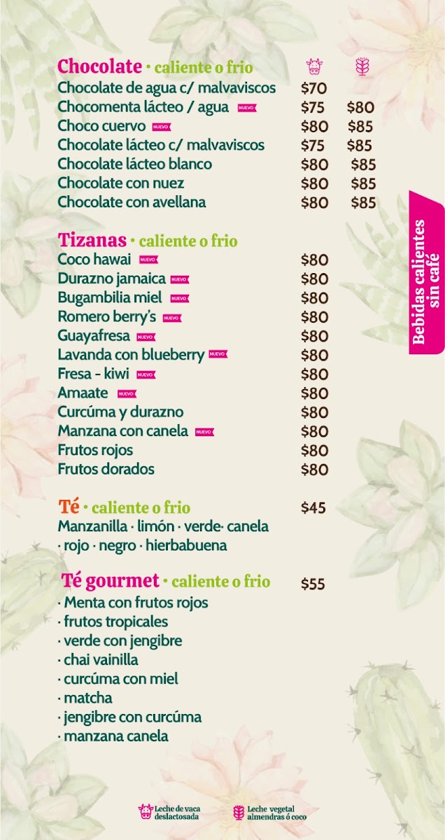 Entre Aromas & café menu board