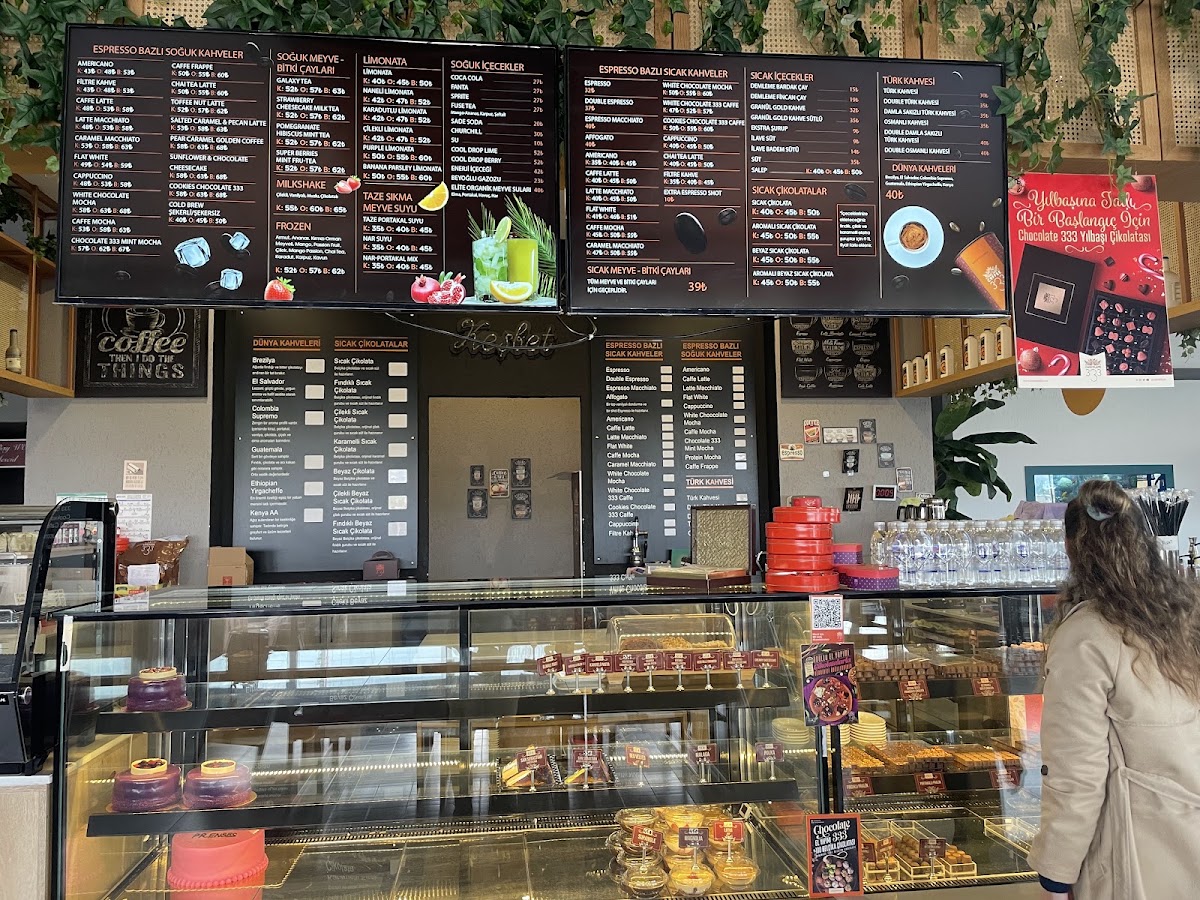 Coffee 333 menu board