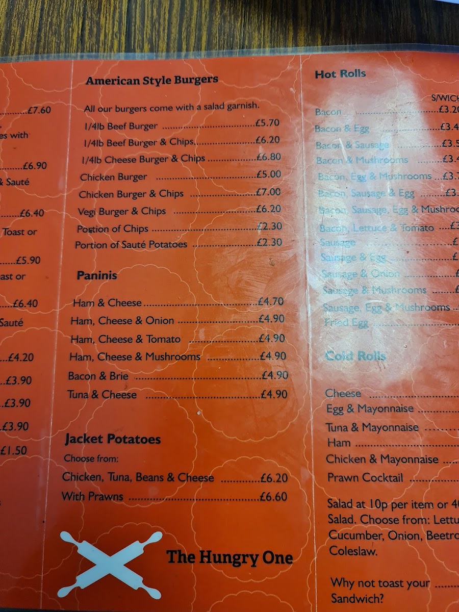 The Hungry One menu board