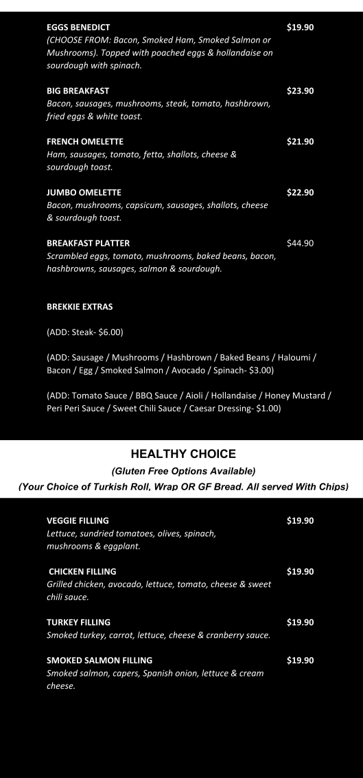 La Montagna Cafe & deli menu board