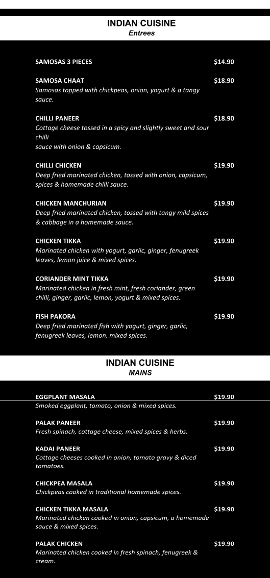 La Montagna Cafe & deli menu board