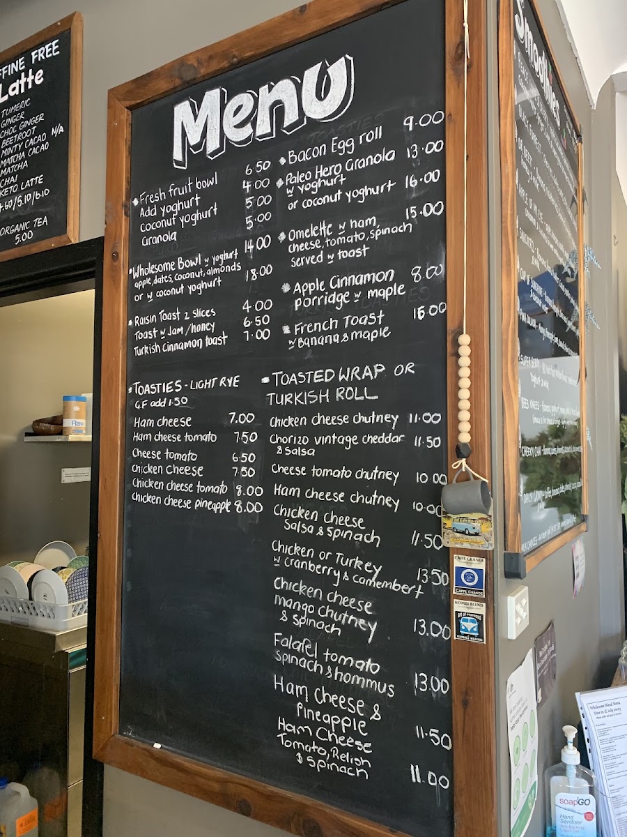 Wholesome Blend menu board