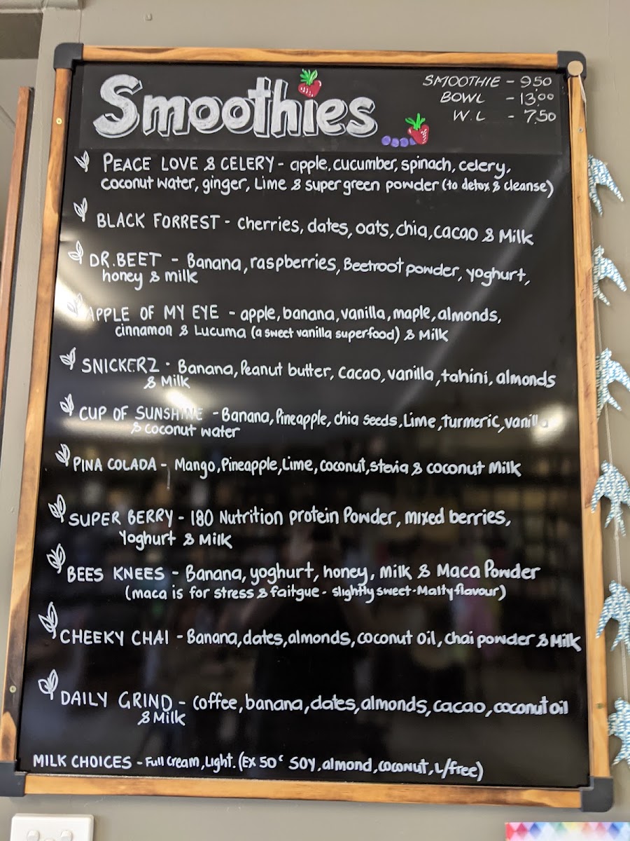 Wholesome Blend menu board