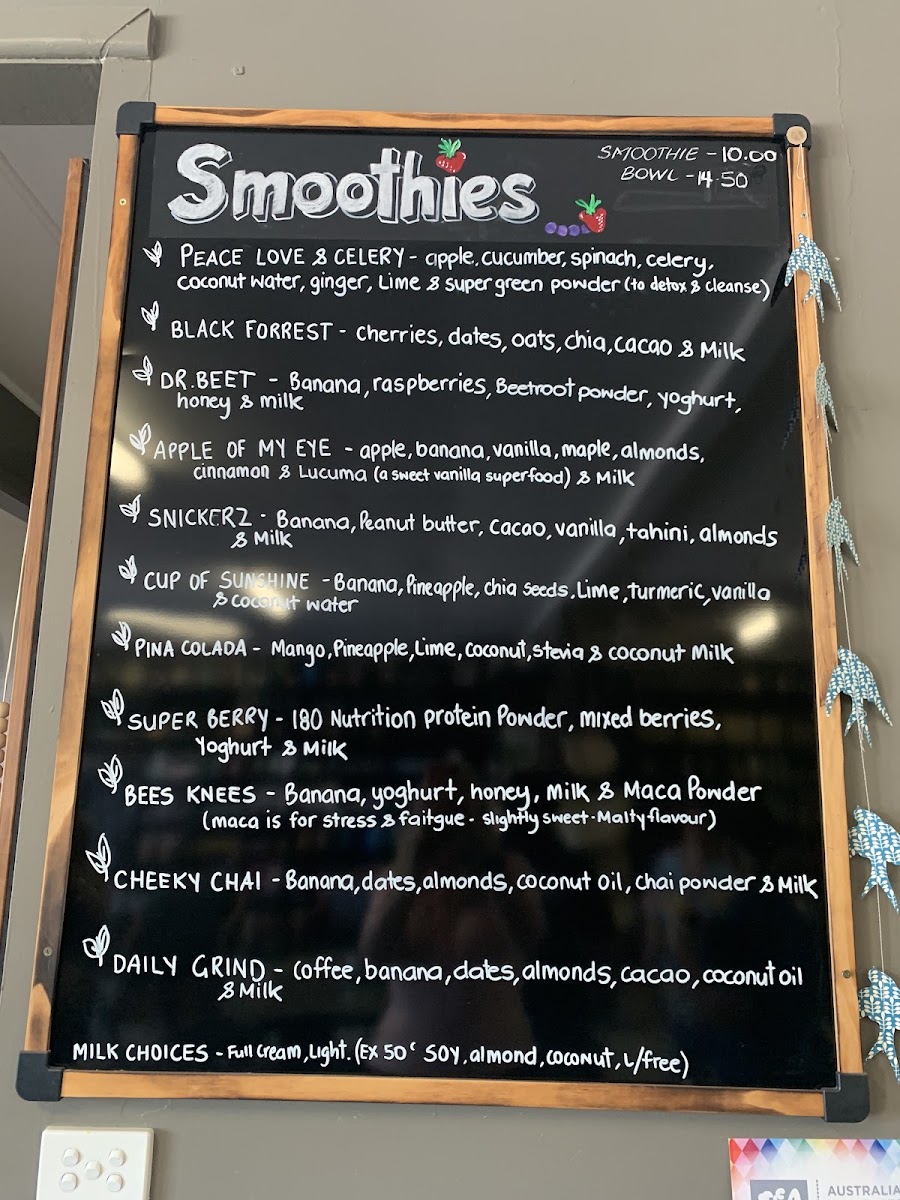 Wholesome Blend menu board