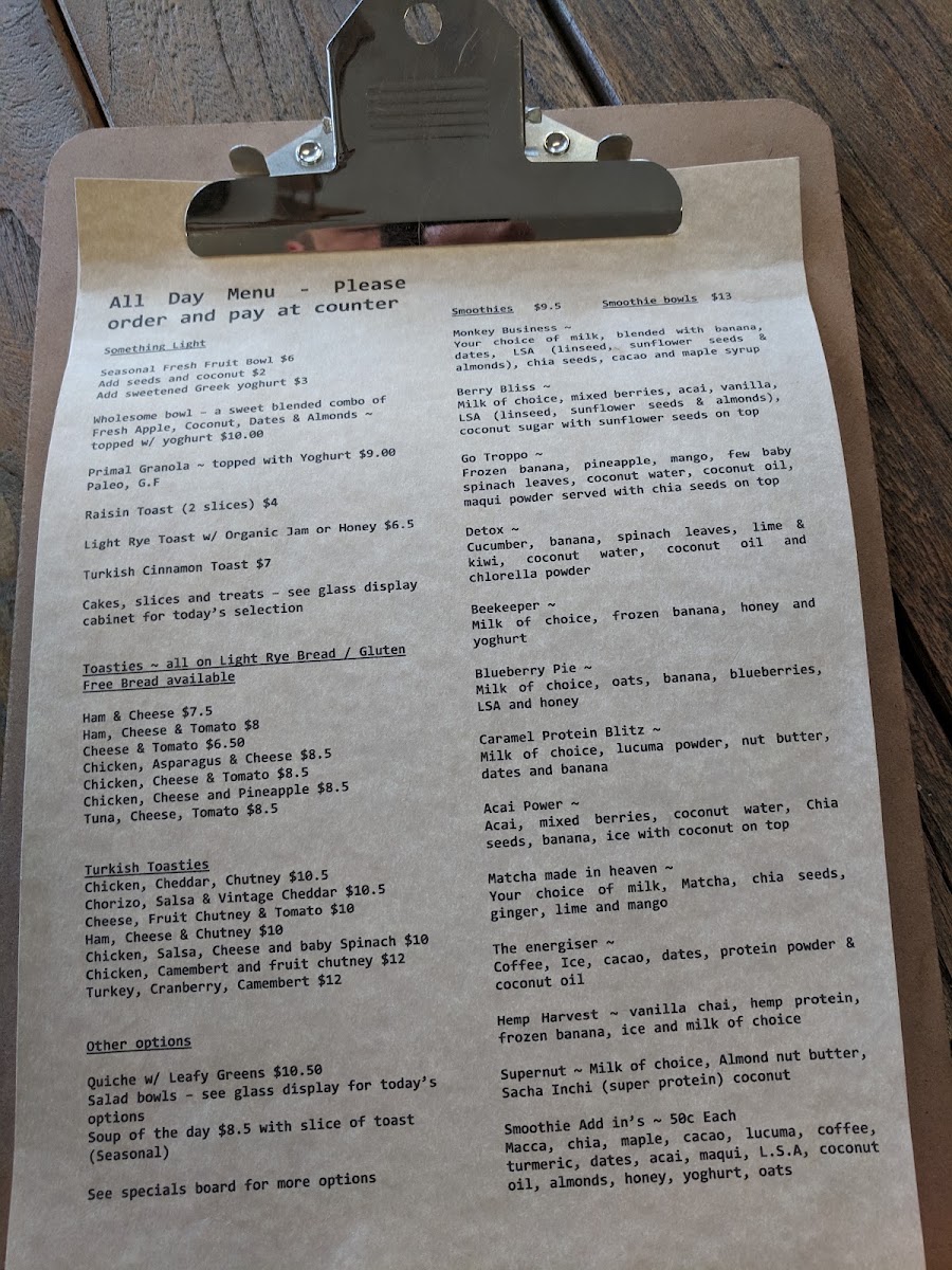 Wholesome Blend menu board
