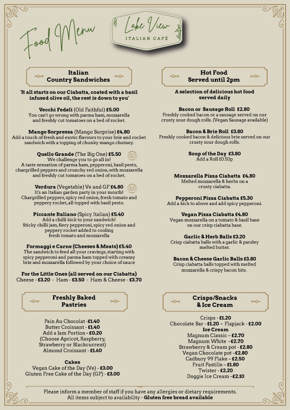 Lakeview Café menu board