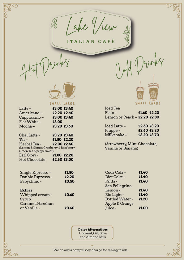 Lakeview Café menu board