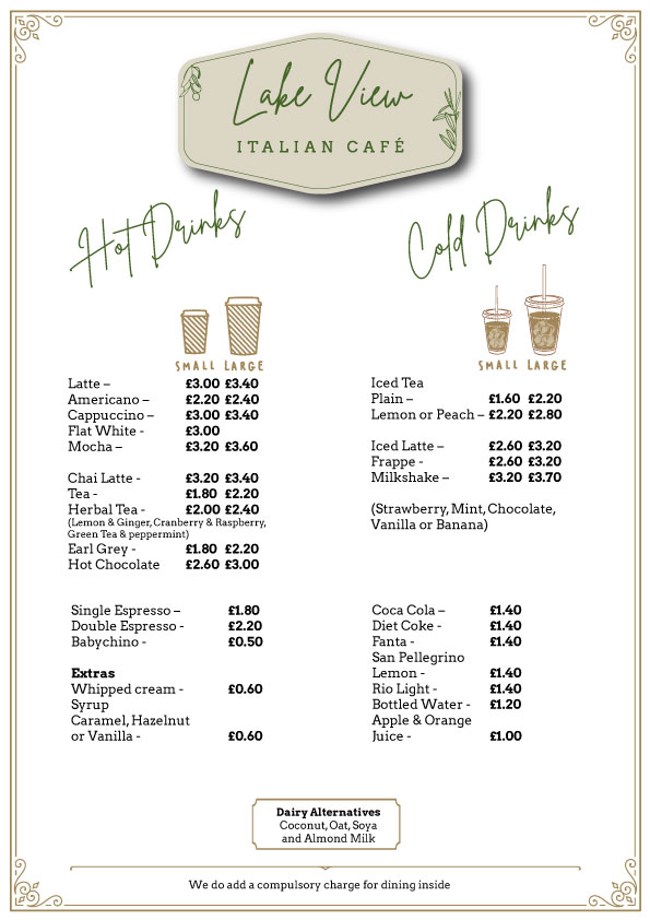 Lakeview Café menu board