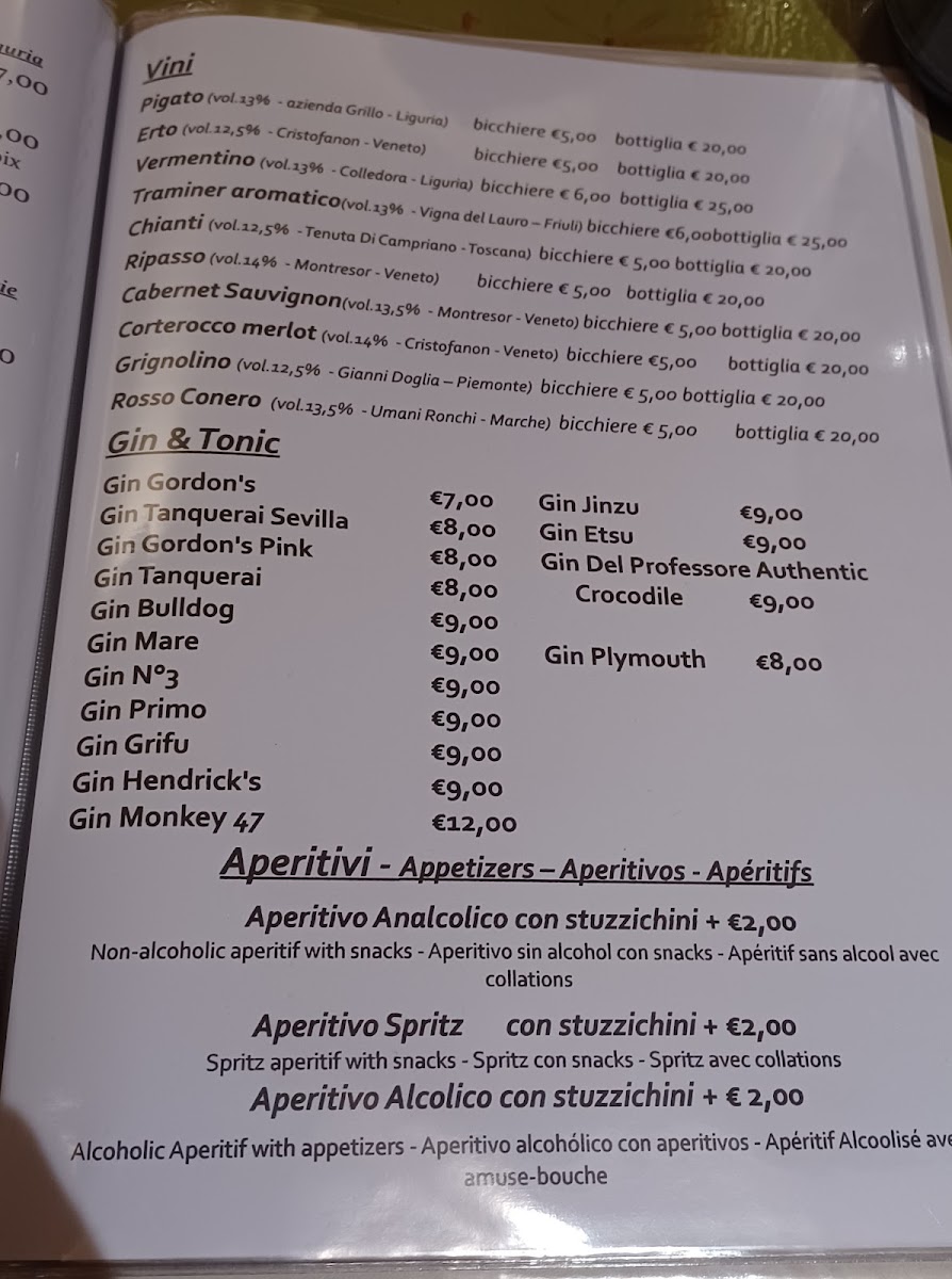 Caffè Campetto menu board