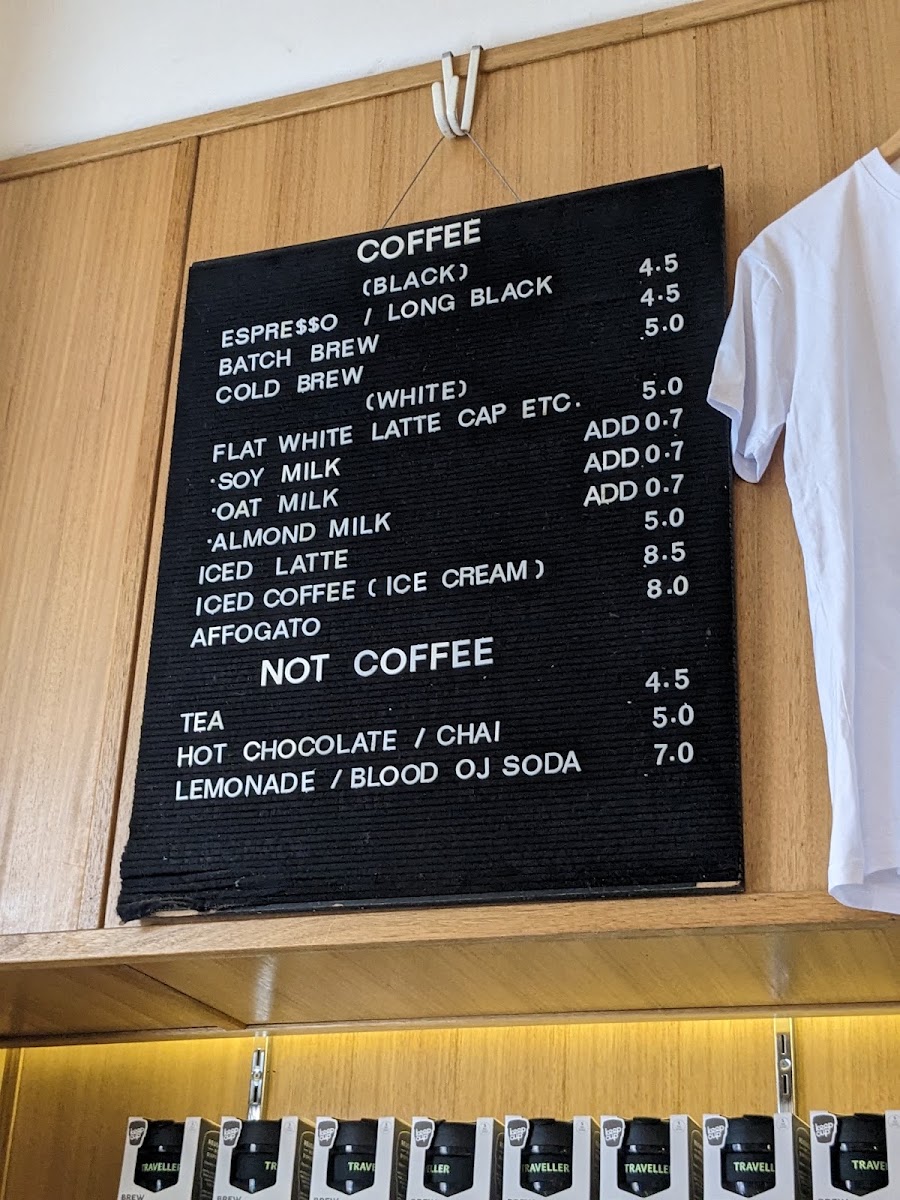 Traveller Coffee menu board