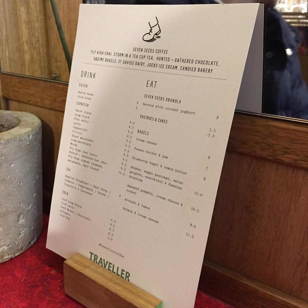 Traveller Coffee menu board