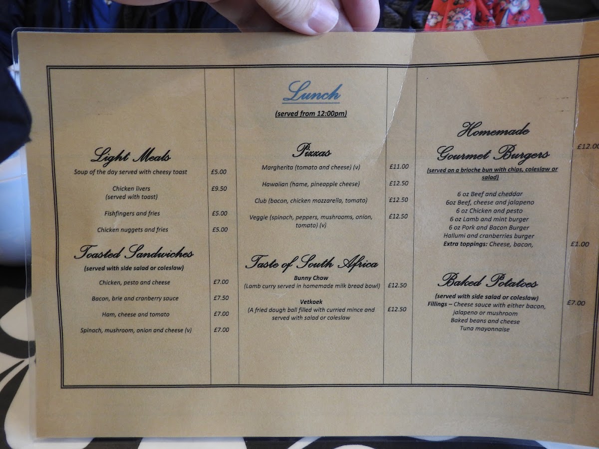 Ambience Café menu board