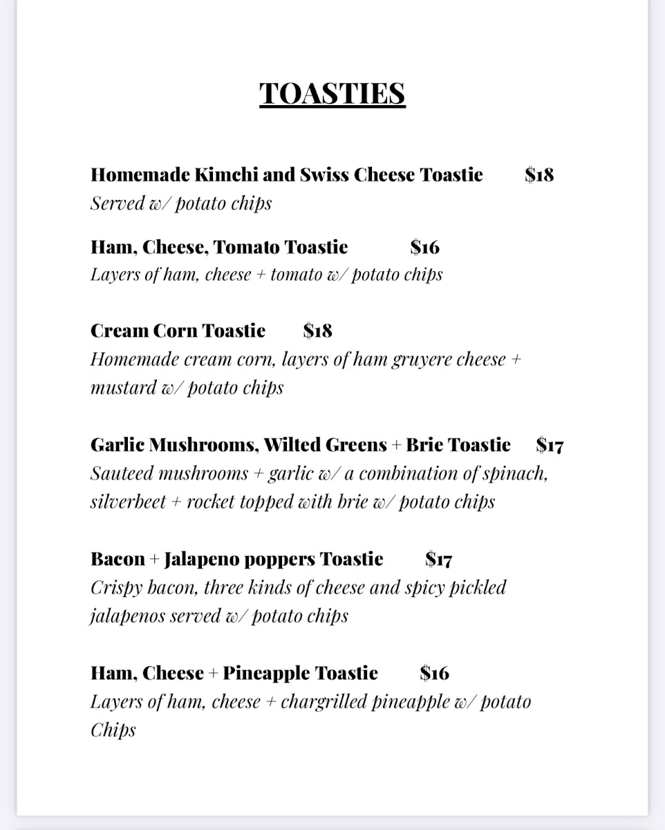 Kakariki Coffee menu board