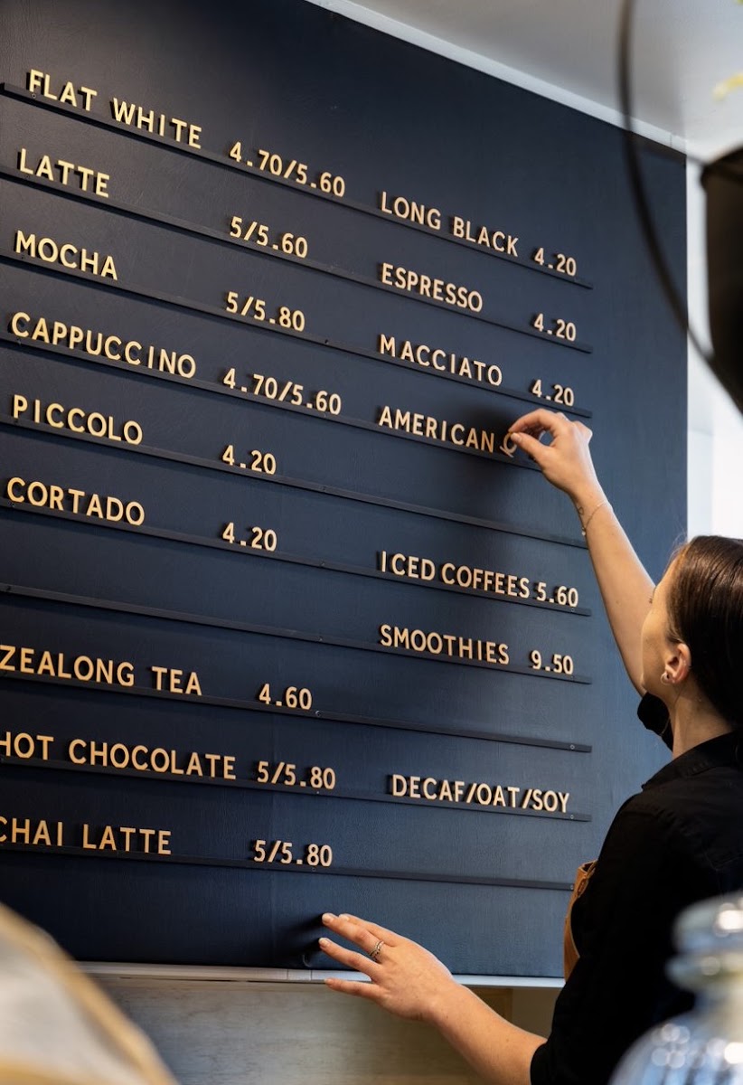 Kakariki Coffee menu board