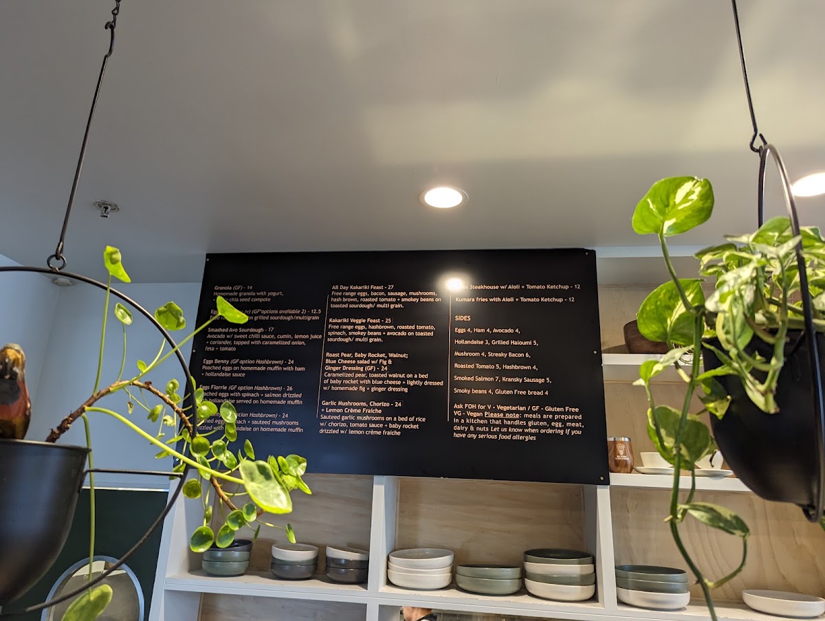 Kakariki Coffee menu board