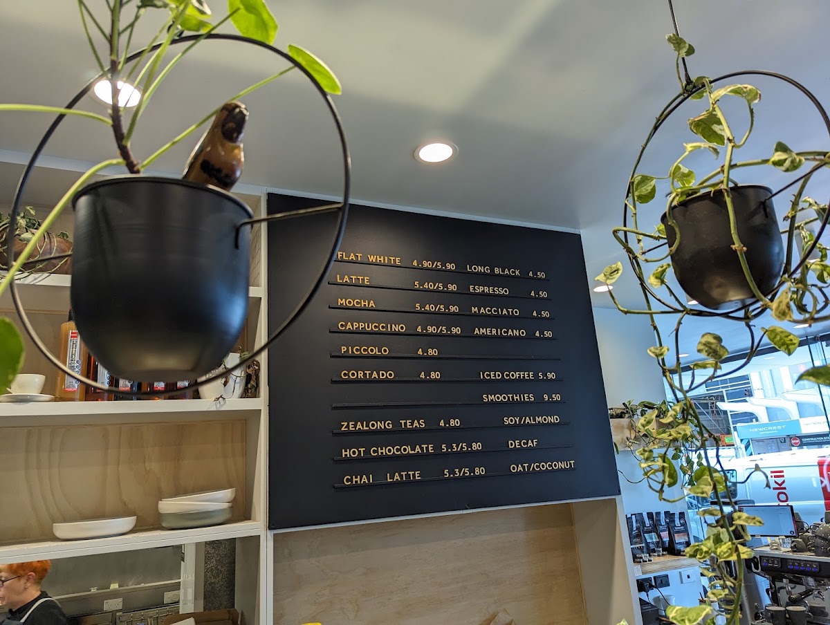 Kakariki Coffee menu board