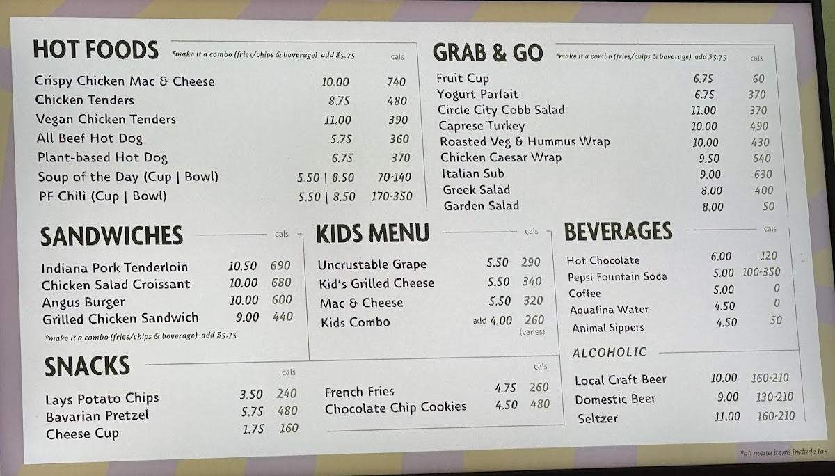 Cafe on the Commons menu board