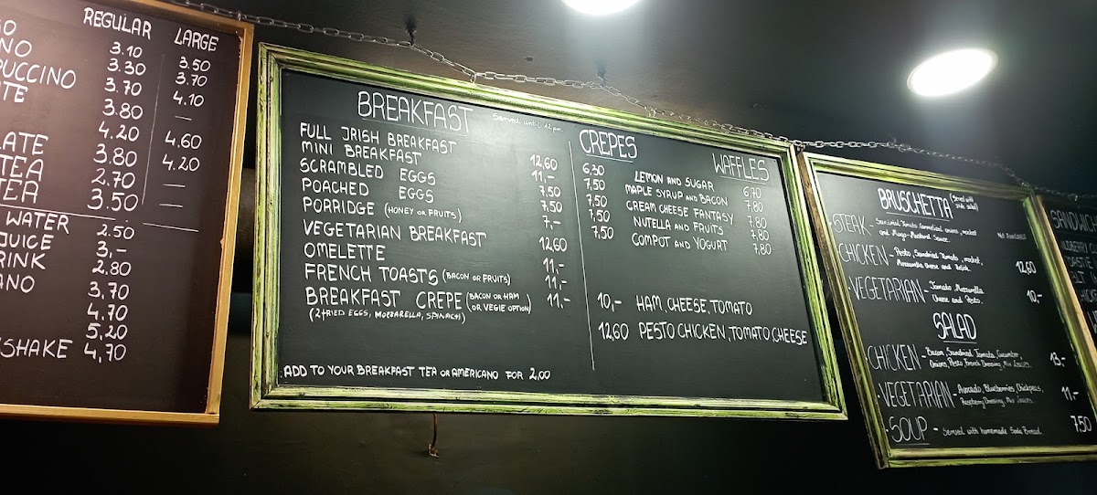 Wildberry Cafe menu board