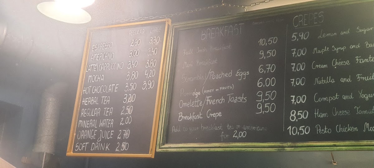 Wildberry Cafe menu board
