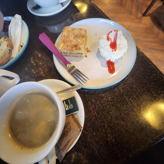 Almond Cake and Americano Coffee